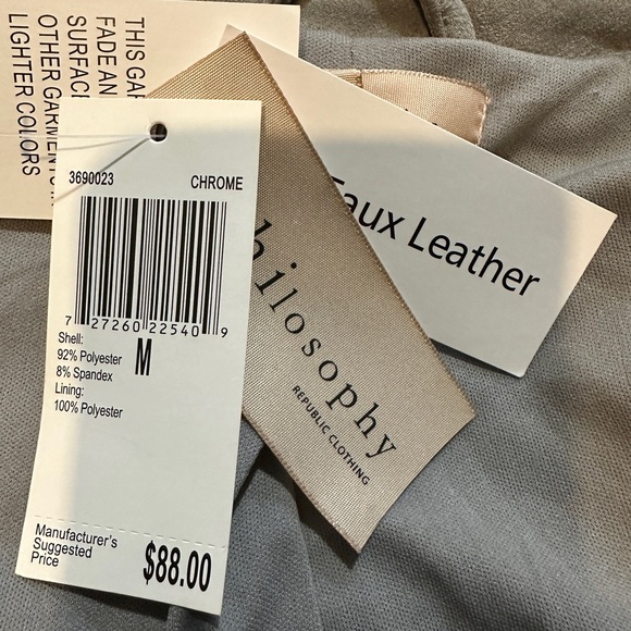 Philosophy Gray Zip Front Faux Leather Moto Vest Zippered Pockets Medium New NWT - Picture 14 of 16